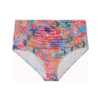 Büyük Beden Drape Detaylı Toparlayıcı Yüksek Bel Kadın Bikini Alt Çok Renkli