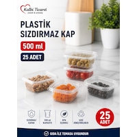 Plastik Saklama Kabı 500 Gr 25 Adet Plastik Kapaklı Kase Sızdırmaz Kap Şeffaf Kullan At Kase Plastik Saklama Kabı 500 Gr 25 Adet Plastik Kapaklı Kase Sızdırmaz Kap Şeffaf Kullan At Kase