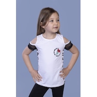 Toontoy Kids Toontoy Kız Çocuk Göğsü Nakışlı Tişört Beyaz