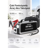 Araç Süpürgeli Akü Takviyeli Jump Starter & 160 Psı Kompresör Araç Kiti 18.000 Mah Araç Süpürgeli Akü Takviyeli Jump Starter & 160 Psı Kompresör Araç Kiti 18.000 Mah