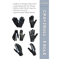 Crazybull Eagle Gri Su Ve Rüzgar Geçirmez Kışlık Kadın Motosiklet Eldiveni + Buff Crazybull Eagle Gri Su Ve Rüzgar Geçirmez Kışlık Kadın Motosiklet Eldiveni + Buff