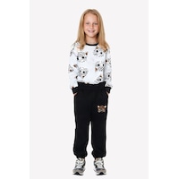 Fyk Kids Kız Çocuk Yuvarlak Yaka Kedicik Baski Detayli Alt-üst Pijama Takimi Çok Renkli
