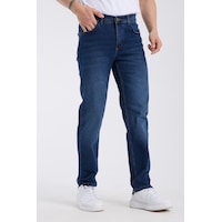 Erkek Pantolon Mavi Regular Fit Fermuarlı Jeans Mavi Erkek Pantolon Mavi Regular Fit Fermuarlı Jeans Mavi