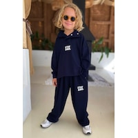 Monila Unisex Çocuk Premium Kumaş Dik Yaka Salaş Alt Üst Eşofman Takımı Lacivert Monila Unisex Çocuk Premium Kumaş Dik Yaka Salaş Alt Üst Eşofman Takımı Lacivert