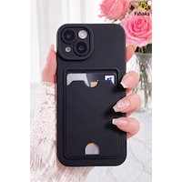 Fibaks iPhone 13/14 Uyumlu Kılıf Kamera Korumalı Kartlıklı Cüzdanlı Siyah Tuşlu Siyah Silikon Kart Bölmeli Kartlık Fibaks iPhone 13/14 Uyumlu Kılıf Kamera Korumalı Kartlıklı Cüzdanlı Siyah Tuşlu Siyah Silikon Kart Bölmeli Kartlık