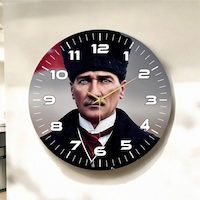 Renkli Baskı Atatürk Desenli Sayılı Hediyelik Ahşap Sessiz Duvar Saati 50cm ÇOk Renkli Renkli Baskı Atatürk Desenli Sayılı Hediyelik Ahşap Sessiz Duvar Saati 50cm ÇOk Renkli