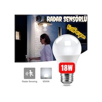 18 Watt Radar Sensörlü E27 Duy Led Ampul Gece Ve Hareket Sensörlü Beyaz Işık 18 W. 1620lm Led Ampul 18 Watt Radar Sensörlü E27 Duy Led Ampul Gece Ve Hareket Sensörlü Beyaz Işık 18 W. 1620lm Led Ampul