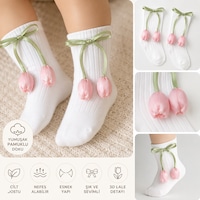 Cantoy Kız Bebek Lale Detaylı Pamuklu Soket Çorap Premium Kalite 2/5 Yaş Pembe Cantoy Kız Bebek Lale Detaylı Pamuklu Soket Çorap Premium Kalite 2/5 Yaş Pembe