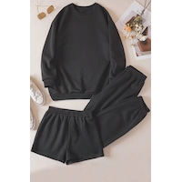 Uyguntarz 3'lu Sweat Short Eşofman Altı Takım Siyah Uyguntarz 3'lu Sweat Short Eşofman Altı Takım Siyah