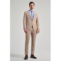 İmza Düz Gabardin Mono Yaka Tam Astar Beli Lastikli Esnek 6 Drop Slim Fit Takım Elbise 1001250155 Koyu Bej İmza Düz Gabardin Mono Yaka Tam Astar Beli Lastikli Esnek 6 Drop Slim Fit Takım Elbise 1001250155 Koyu Bej