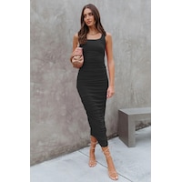 Madmext Siyah Büzgülü Kalem Model Askılı Elbise Mg1732-siyah Madmext Siyah Büzgülü Kalem Model Askılı Elbise Mg1732-siyah