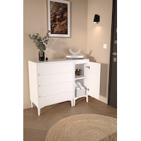 Df11105 Şifonyer 4 Çekmeceli Kapaklı Raflı Çok Amaçlı Depolama Dolabı, Ayakkabılık, Modern Şifonyer Beyaz Df11105 Şifonyer 4 Çekmeceli Kapaklı Raflı Çok Amaçlı Depolama Dolabı, Ayakkabılık, Modern Şifonyer Beyaz