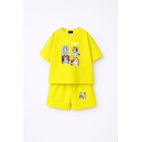 Fasardi Bluey Bingo Baskılı Oversize %100 Pamuk Tişört Şort Çocuk 2li Takım Sarı Fasardi Bluey Bingo Baskılı Oversize %100 Pamuk Tişört Şort Çocuk 2li Takım Sarı