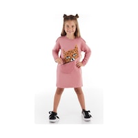 Pembe Leopar Cepli Uzun Kollu Kız Çocuk Elbise Pembe Leopar Cepli Uzun Kollu Kız Çocuk Elbise