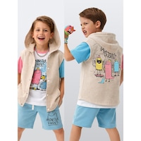 Denokids Canavar Erkek Çocuk Yelek Gömlek Çok Renkli Denokids Canavar Erkek Çocuk Yelek Gömlek Çok Renkli