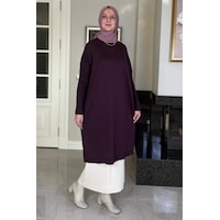 Rabia Şamlı Dora Triko Tunik Mürdüm Normal Rabia Şamlı Dora Triko Tunik Mürdüm Normal