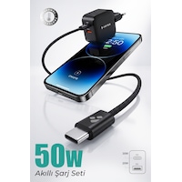 50w Çift Portlu Usb-c Girişli Akıllı Hızlı Şarj Adaptör Kablo Seti - Pd Ve Qc Destekli 50w Çift Portlu Usb-c Girişli Akıllı Hızlı Şarj Adaptör Kablo Seti - Pd Ve Qc Destekli