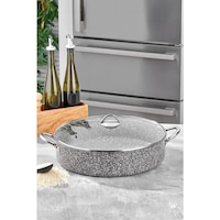 Taç 34 Cm Ultra Granit Metal Kulplu Basık Tencere Gri Taç 34 Cm Ultra Granit Metal Kulplu Basık Tencere Gri