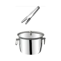 Termoslu Paslanmaz Çelik Buz Kovası 600 Ml + Buz Maşası Termoslu Paslanmaz Çelik Buz Kovası 600 Ml + Buz Maşası