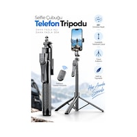 Blic K29 215 Cm Ultra Uzun Bluetooth Kumandalı Selfie Çubuğu Tripod Çift Telefon Tutuculu, Selfie Siyah Blic K29 215 Cm Ultra Uzun Bluetooth Kumandalı Selfie Çubuğu Tripod Çift Telefon Tutuculu, Selfie Siyah