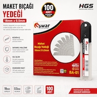 Maket Bıçağı Yedeği 18 Mm 0,5 Mm 100 Adet Maket Bıçağı Yedeği 18 Mm 0,5 Mm 100 Adet