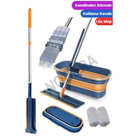 Nobera Mop Ve Kova Seti Tekerlekli, Katlanabilir, Dar Alanlara Uygun +1 Yedek Bezli Kendinden Sıkmalı Nobera Mop Ve Kova Seti Tekerlekli, Katlanabilir, Dar Alanlara Uygun +1 Yedek Bezli Kendinden Sıkmalı