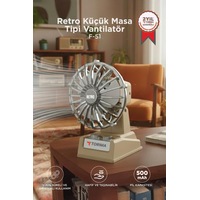 Şarjlı Masaüstü Vantilatör Retro Tasarım 500 Mah Taşınabilir Mini Masa Fanı F51 Bej Şarjlı Masaüstü Vantilatör Retro Tasarım 500 Mah Taşınabilir Mini Masa Fanı F51 Bej