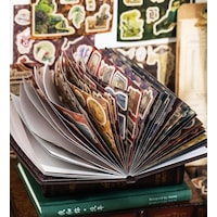 Vintage Tarz Sticker Defteri - Bullet Journal Ve Scrapbook İçin 45 Yaprak Çok Renkli