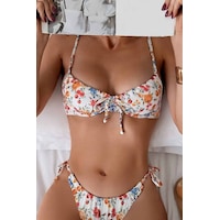 Angelsin Çiçek Baskılı Bikini Üstü Çok Renkli Angelsin Çiçek Baskılı Bikini Üstü Çok Renkli