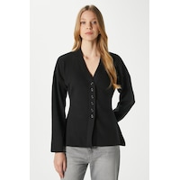 Ritnice Kadın Lauren Özel İplik Merserize Görünüm Peplum Siyah Triko Hırka Siyah Ritnice Kadın Lauren Özel İplik Merserize Görünüm Peplum Siyah Triko Hırka Siyah