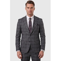 Deepsea Antrasit Kare Desenli Slim Fit Erkek Takım Elbise Çift Düğme Çift Yırtmaç 2 Li Takım 2601812 Deepsea Antrasit Kare Desenli Slim Fit Erkek Takım Elbise Çift Düğme Çift Yırtmaç 2 Li Takım 2601812