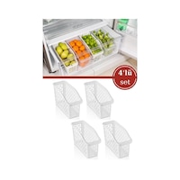 Flosoft 4 Adet Buzdolabı Sepeti, Mutfak Banyo Dolap İçi Düzenleyici Organizer 4 Lü Set 13x30x15cm Flosoft 4 Adet Buzdolabı Sepeti, Mutfak Banyo Dolap İçi Düzenleyici Organizer 4 Lü Set 13x30x15cm