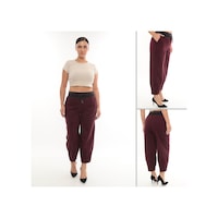 Büyük Beden Mom Fit Kışlık Spor Şık Kadın Pantolon Bordo Büyük Beden Mom Fit Kışlık Spor Şık Kadın Pantolon Bordo
