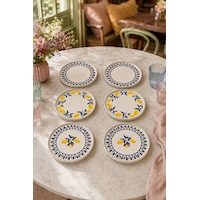 Mavi Limon 6 Lı Seramik Pasta Ve Servis Tabağı Seti Stackable 20 Cm Limon Desenli Akdeniz Sofra Takımı Beyaz Mavi Limon 6 Lı Seramik Pasta Ve Servis Tabağı Seti Stackable 20 Cm Limon Desenli Akdeniz Sofra Takımı Beyaz