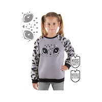 Kız Çocuk Kışlık Leopar Desenli Peluş Gri Uzun Kollu Sweatshirt 3-8 Yaş Kız Çocuk Kışlık Leopar Desenli Peluş Gri Uzun Kollu Sweatshirt 3-8 Yaş