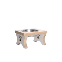 Realwood Ahşap Kaseli Tekli Kedi Küçük Irk Köpek Su Mama Standı