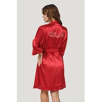Nbb Kadın Kırmızı Bride Saten Sabahlık 001 Nbb Kadın Kırmızı Bride Saten Sabahlık 001
