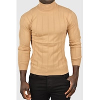 Deepsea Erkek Camel Slim Fit Likralı Tam Balıkçı Yaka Çizgili Boğazlı Kazak 2505504 Camel Deepsea Erkek Camel Slim Fit Likralı Tam Balıkçı Yaka Çizgili Boğazlı Kazak 2505504 Camel