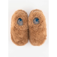Furry Furry Kestane Kahverengi Kürk Barefoot Patik Kahverengi