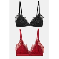 Kadın Kırmız Siyah 2'li Paket Dantelli Bralet Büstiyer Kırmızı Kadın Kırmız Siyah 2'li Paket Dantelli Bralet Büstiyer Kırmızı