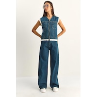 Shade Kadın Dantel Detaylı Denim Yelek Ve Wide Leg Pantolon Denim Takım 8210 60286153 - Lacivert Shade Kadın Dantel Detaylı Denim Yelek Ve Wide Leg Pantolon Denim Takım 8210 60286153 - Lacivert
