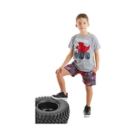 Triceratruck Kırmızı Erkek Çocuk Yazlık T-shirt Şort Takım Triceratruck Kırmızı Erkek Çocuk Yazlık T-shirt Şort Takım