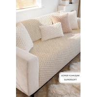 Soft Kürklü Koltuk Örtüsü 170x215 Cm Yumuşak Peluş Kaymaz Taban Kanepe Örtüsü Bej Soft Kürklü Koltuk Örtüsü 170x215 Cm Yumuşak Peluş Kaymaz Taban Kanepe Örtüsü Bej