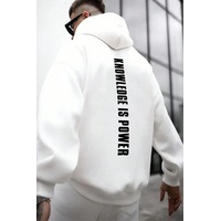 Uyguntarz Knowledge İs Power Baskılı Oversize Sweatshirt beyaz Uyguntarz Knowledge İs Power Baskılı Oversize Sweatshirt beyaz