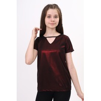 Toontoy Kids Kız Çocuk Kum Varaklı Tişört Bordo Toontoy Kids Kız Çocuk Kum Varaklı Tişört Bordo