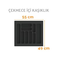 Çekmece İçi Kaşıklık Ve Kepçelik Düzenleyici Antrasit 55x49 Cm 49x40 Cm Kadar Kesilebilir Antrasit