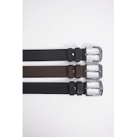 Tudors Erkek 3'lü Set 4 Cm Spor Siyah-kahverengi-lacivert Kemer-34519 Multi