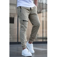 Bej Fermuar Detaylı Paraşüt Jogger Pantolon Bej Bej Fermuar Detaylı Paraşüt Jogger Pantolon Bej