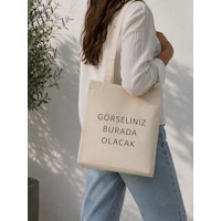 Lunora Collection Kişiye Özel Tasarım Körüklü Kanvas Bez Çanta Ham Renk Lunora Collection Kişiye Özel Tasarım Körüklü Kanvas Bez Çanta Ham Renk