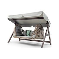 Swing Saltanat Ahşap Rattan Salıncak Dış Mekan Bahçe Balkon Ve Te Ceviz